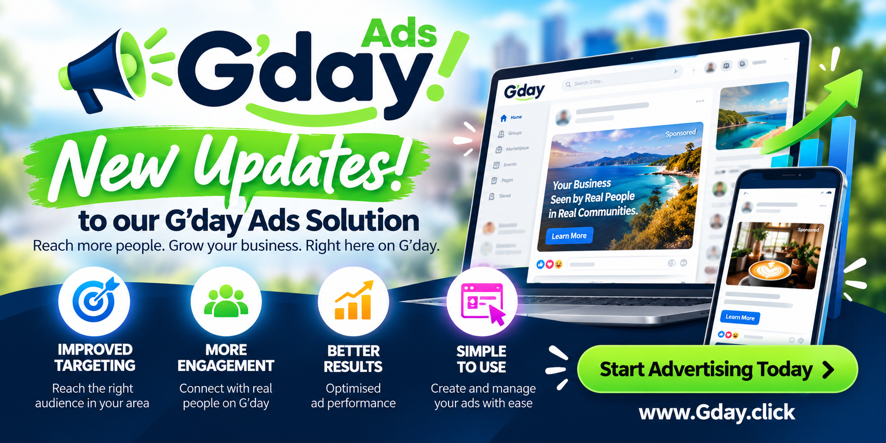 G'day social media network advertising updates